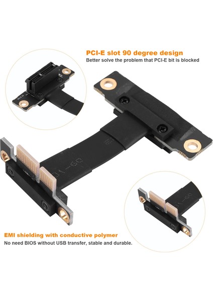 Pcıe X1 Yükseltme Kablosu Çift 90 Derece Dik Açı Pcıe 3.0 X1 - X1 Uzatma Kablosu 8gbps Pcı Express 1x Yükseltme Kartı - 5 cm. (Yurt Dışından)