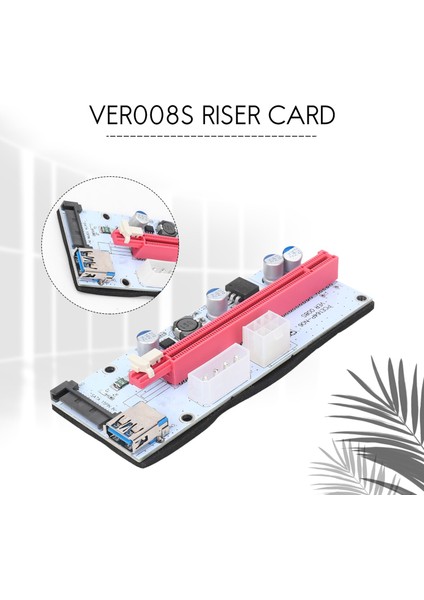 10 Adet VER008S Molex 4pin Sata 6pın Pcıe Pcı-E Pcı Express Yükseltici Kart 008S Adaptörü 1x Ila 16X Usb3.0 Genişletici (Yurt Dışından)