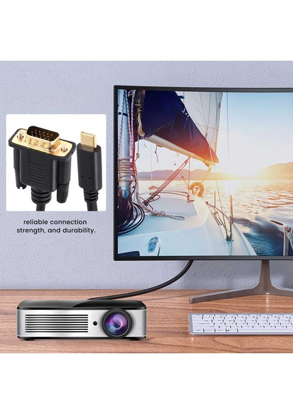 USB C - VGA Kablosu 5,9 Feet / 1,8m, USB Tip C - VGA Kablosu, USB 3.1 Aygıtlarına Uygun - Hp, Vb. İçin Uygun (Yurt Dışından)