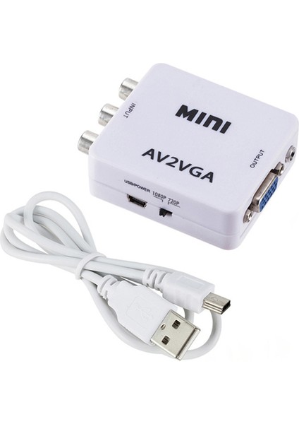 Av (Rca) - VGA Audio Video Converter,destek Çözünürlüğü 1080P / 720P,3,5 mm. Audıo Ses Giriş Bağlantı Noktası Ile,stb Tv Pc (Yurt Dışından)