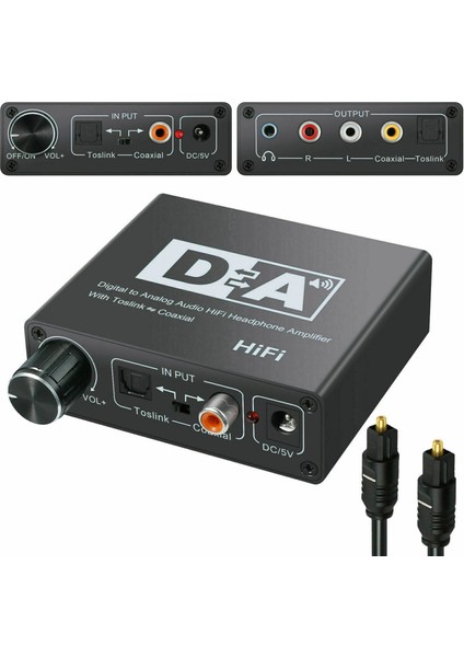 Spdif ile Analog Rca 3.5 mm. Ses Hifi Dönüştürücüye 192KHZ Dijital Optik Koaksiyel Toslink (Yurt Dışından)