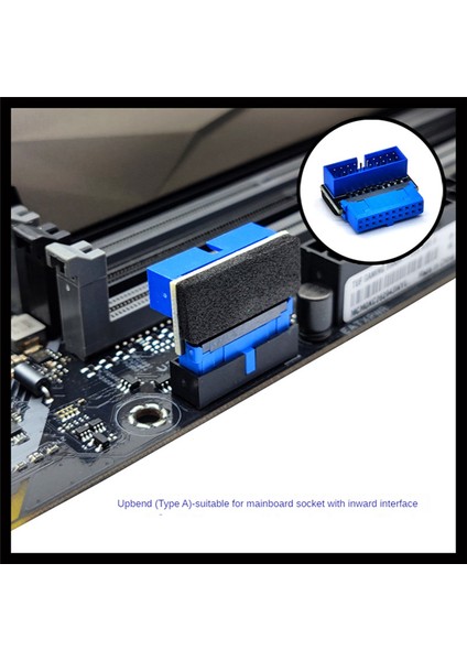 USB Başlık Adaptörü Usb3.2 Gen1 19PIN / 20PIN Soket 90 Derece Direksiyon Dirsek Dönüştürücü Dıy Masaüstü Anakart B (Yurt Dışından)