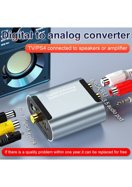 Optik Dijital Stereo Ses Amplifikatörü Dijitalden Analog Ses Dönüştürücü Toslink Koaksiyel - Rca R/l 3.5 Jak Adaptörü (Yurt Dışından)