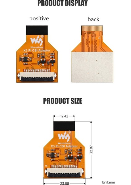 Waveshare X3 Pi Csı Adaptörü Rising Sun X3 Pi OV5647 IMX219 IMX477 Csı Adaptör Kablosu 24PIN - 15PIN Kamera Bağlantı Kablosu (Yurt Dışından)