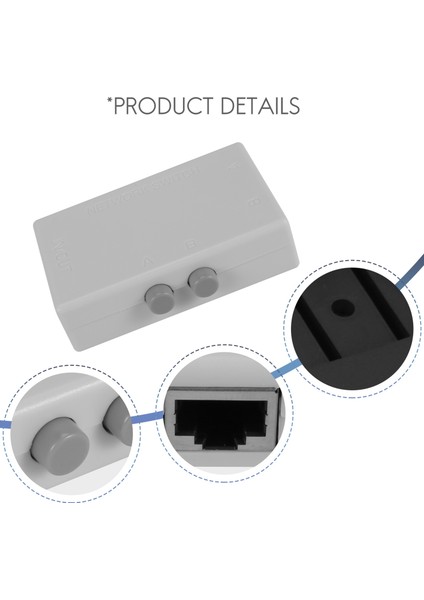 Mini 2 Port RJ45 Rj-45 Ağ Anahtarı Ethernet Ağ Kutusu Switcher Çift 2 Yollu Bağlantı Noktası Manuel Paylaşım Anahtarı Adaptörü Hub (Yurt Dışından)