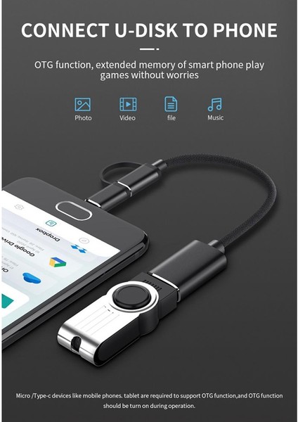 2'si 1 Arada USB 3.0 Otg Adaptör Kablosu Tip-C Mikro USB - USB 3.0 Arayüz Dönüştürücü Cep Telefonu İçin Şarj Kablosu Line-Mavi (Yurt Dışından)