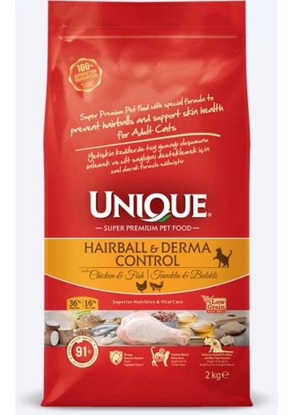 Kuru Kedi Maması Hairball - Derma Kontrol Tavuk ve Balıklı