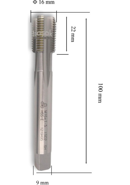 M16X1,5 Ince Diş Makina Kılavuzu Düz Hsse Dın 374/C