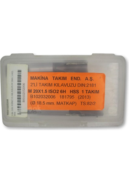 M20X1,5 Ince Diş El Kılavuzu 2’li Takım Hss Dın 2181 modelleri