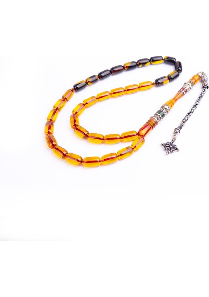 Gümüş Püsküllü Kapsül Kesim Ateş Kehribar Tesbih -Z3138 fırsatları