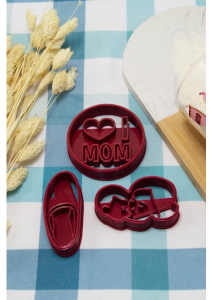 3'lü I Love Mom Anne Çocuk Kurabiye Kek Şeker Hamuru Kalıbı
