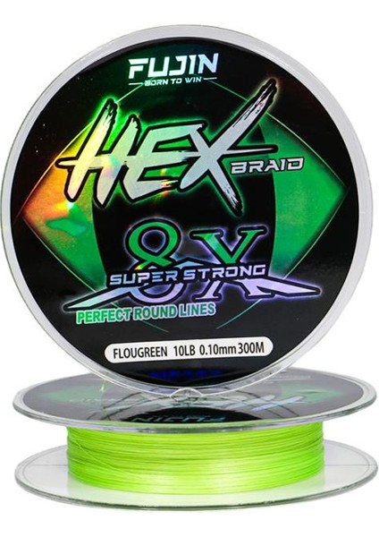 Hex Braid 8x 300MT Fluo Green Pe Ip Misina