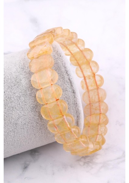 Sertifikalı Dönüşümlü Sitrin Doğaltaş 9X14 mm Bileklik