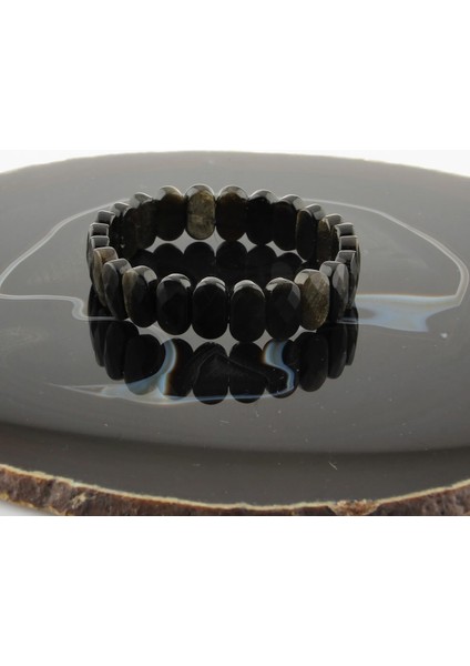 Sertifikalı Obsidyen Doğal Taş 9X14 mm Bileklik indirimleri