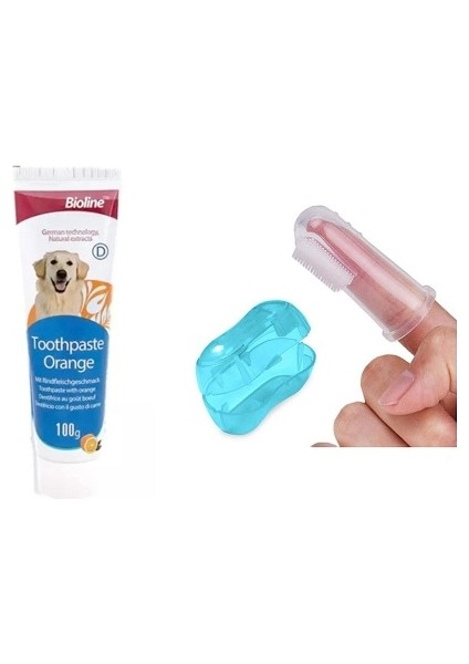 Portakal Aromalı Kedi ve Köpek Diş Macunu 100 gr + Parmak Diş Fırçası