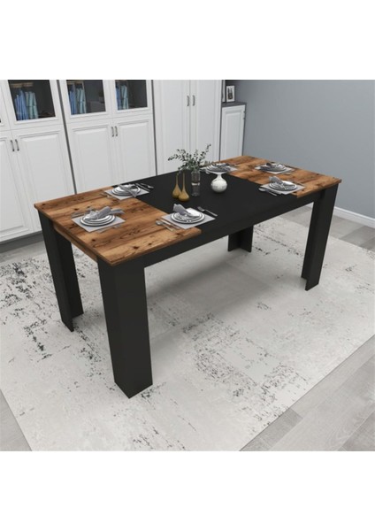 Line Modern Tasarım Yemek Mutfak Masası Ceviz, Siyah - Line modelleri