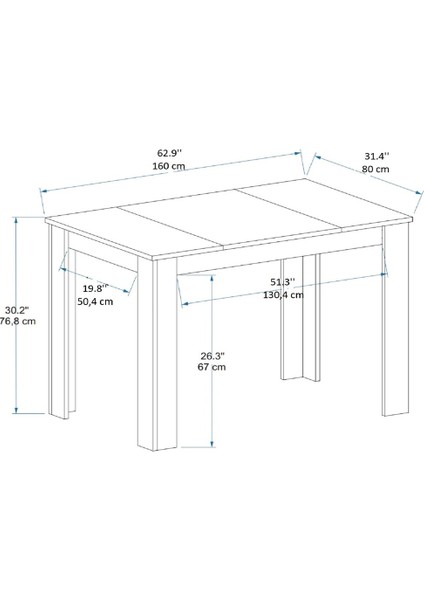 Line Modern Tasarım Yemek Mutfak Masası Ceviz, Siyah - Line indirimleri