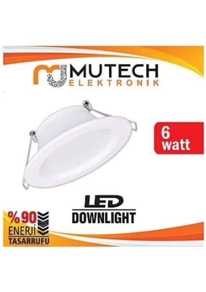 5 Adet 6 W Led Spot Lamba Beyaz Kasa ve Beyaz Işık ( Delik Çapı 7 cm )