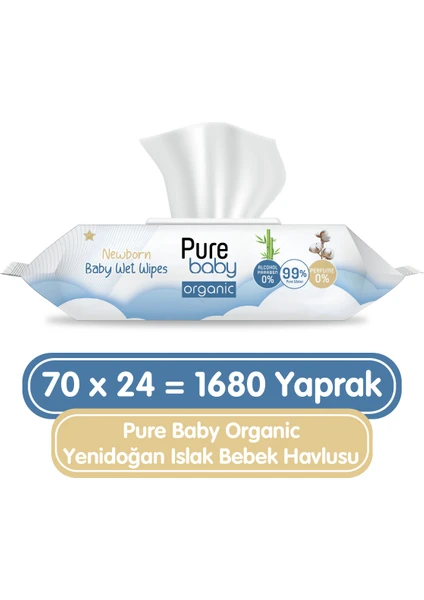 Baby Organic Yenidoğan Islak Havlu 24X70 (1680 Yaprak)