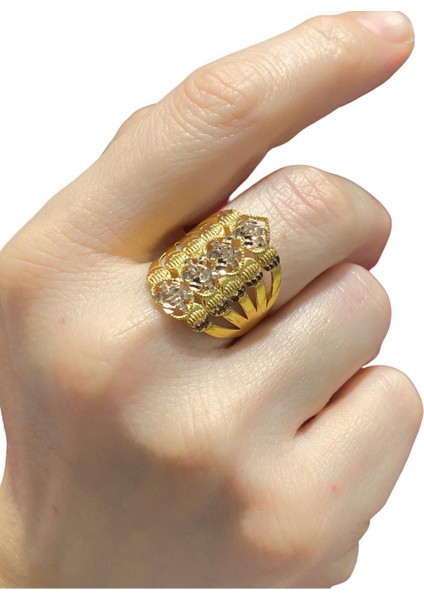 8 Ayar Maraş Modeli Kalemli Taşsız Günlük Altın Yüzük