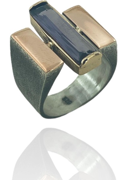 Baget Ametist El Üretimi Özel Tasarım 925 Gümüş Yüzük