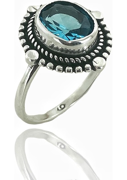 Aquamarine Taş Otantik Üst Kalite 925 Ayar Gümüş Yüzük fiyatları