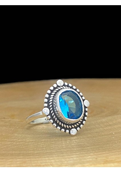 Aquamarine Taş Otantik Üst Kalite 925 Ayar Gümüş Yüzük modelleri