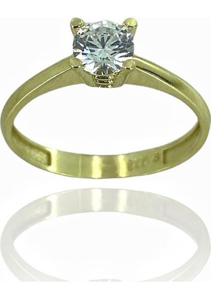 8 Ayar Altın 5 mm Zirkon Tektaş Yüzük fiyatları