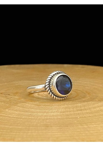 925 Ayar Safir Taş Otantik Üst Kalite Gümüş Yüzük