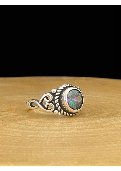 925 Ayar Mistik Topaz Otantik Üst Kalite Gümüş Yüzük