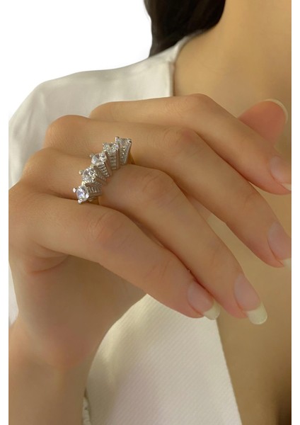 Yüksek Taş Pırlanta Model 8 Ayar Altın Beştaş Yüzük fiyatları