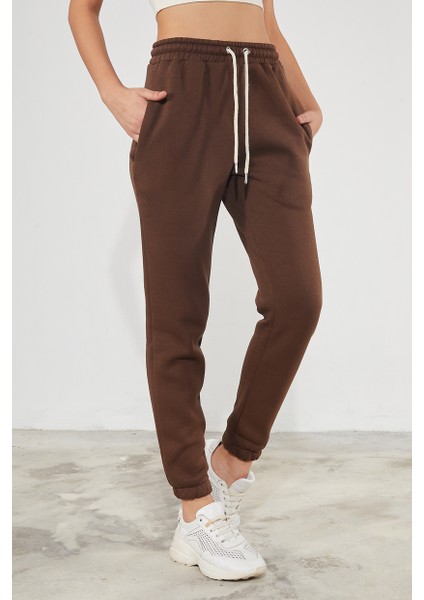 Kadın Basic 3 Iplik Şardonlu Paçası Lastikli Kalın Jogger Eşofman Altı fiyatları