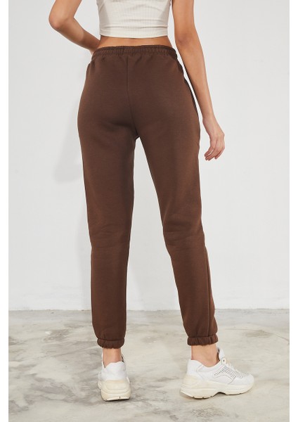 Kadın Basic 3 Iplik Şardonlu Paçası Lastikli Kalın Jogger Eşofman Altı indirimleri