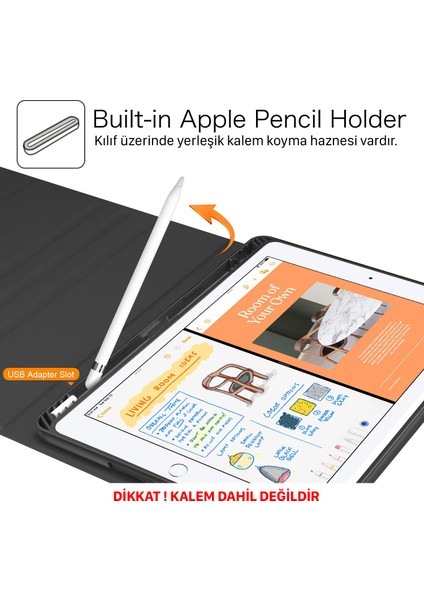 Novstap Apple iPad 7 8 9 Nesil 10.2 Inç ile Uyumlu Bluetooth Klavyeli Kılıf Standlı Kalem Hazneli indirimleri
