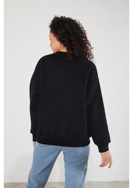 Kadın Bisiklet Yaka Uzun Kollu Basic 3 Iplik Şardonlu Sweatshirt indirimleri