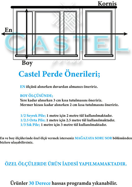 Castel Ttm 1/3 Sık Pileli Perde