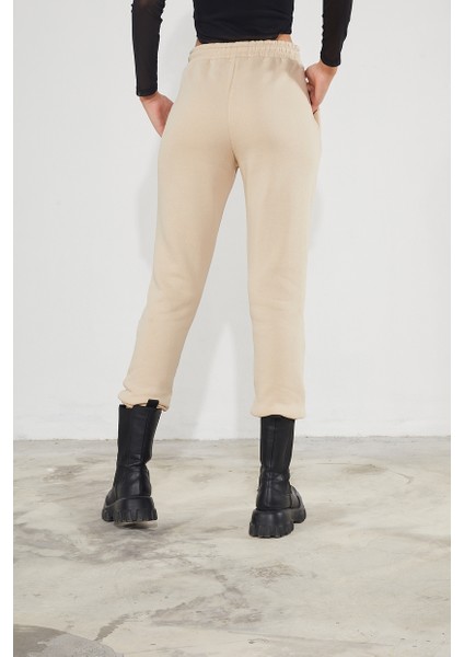 Kadın Basic 3 Iplik Şardonlu Paçası Lastikli Kalın Jogger Eşofman Altı indirimleri