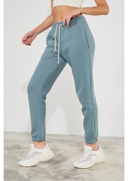 Kadın Basic 3 Iplik Şardonlu Paçası Lastikli Kalın Jogger Eşofman Altı fiyatları