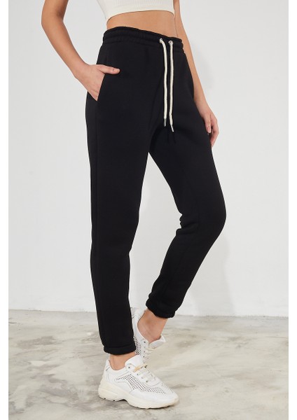 Kadın Basic 3 Iplik Şardonlu Paçası Lastikli Kalın Jogger Eşofman Altı fiyatları