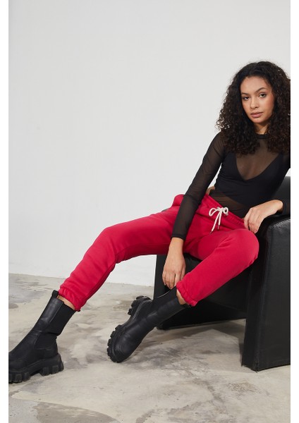 Kadın Basic 3 Iplik Şardonlu Paçası Lastikli Kalın Jogger Eşofman Altı modelleri