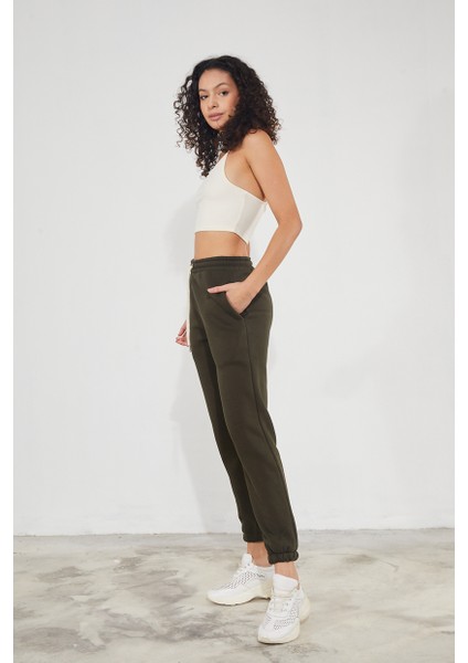 Kadın Basic 3 Iplik Şardonlu Paçası Lastikli Kalın Jogger Eşofman Altı