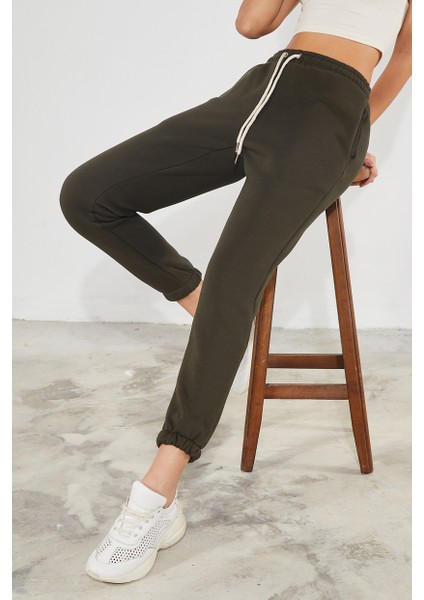 Kadın Basic 3 Iplik Şardonlu Paçası Lastikli Kalın Jogger Eşofman Altı fiyatları