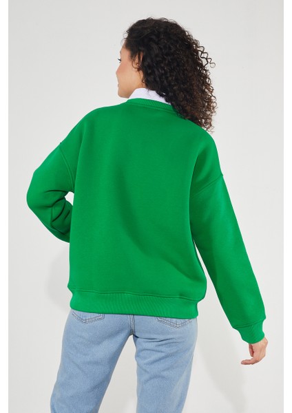 Kadın Bisiklet Yaka Uzun Kollu Basic 3 Iplik Şardonlu Sweatshirt indirimleri