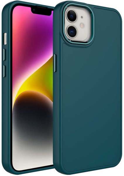 Apple iPhone 12 Kılıf Metal Çerçeve ve Buton Tasarımlı Silikon Luna Kapak + Kablo Koruyucu