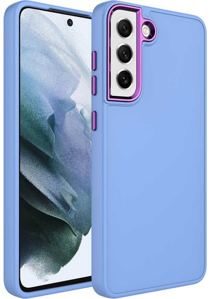 Samsung Galaxy S21 Fe Kılıf Metal Çerçeve ve Buton Tasarımlı Silikon Luna Kapak + Kablo Koruyucu