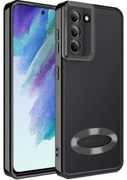 Samsung Galaxy S21 Fe Kılıf Kamera Korumalı Logo Gösteren Omega Kapak + Kablo Koruyucu