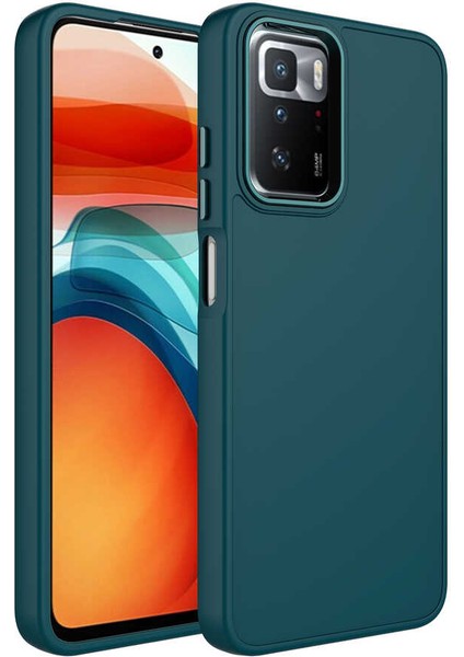 Xiaomi Redmi 10 Kılıf Metal Çerçeve ve Buton Tasarımlı Luna Kapak + Kablo Koruyucu