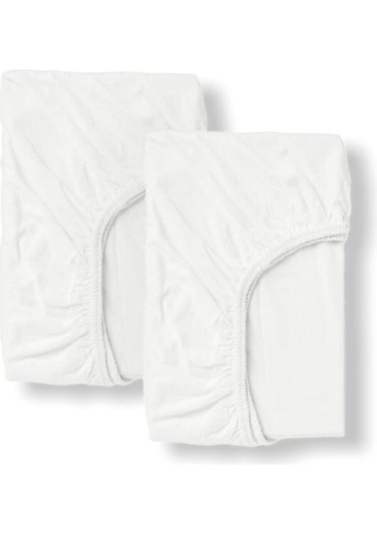 Pamuklu Bebek Çocuk Lastikli Çarşaf 2 Adet 80X180 Beyaz