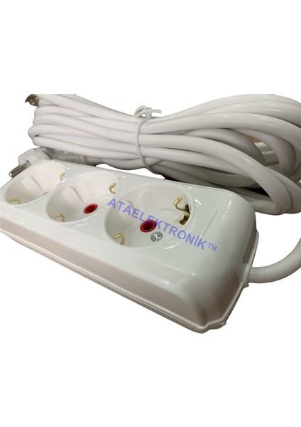 3mt 3 Metre - Isıtıcı Fan Su Sebili Telefon Şarjı Buzdolabı Çamaşır Bulaşık Makinesi Ketıl Ütü LED Tv Televizyon Için 3lü 3 Çıkış Üçlü Türk Malı Grup Elektrik Uzatma Kablo Priz