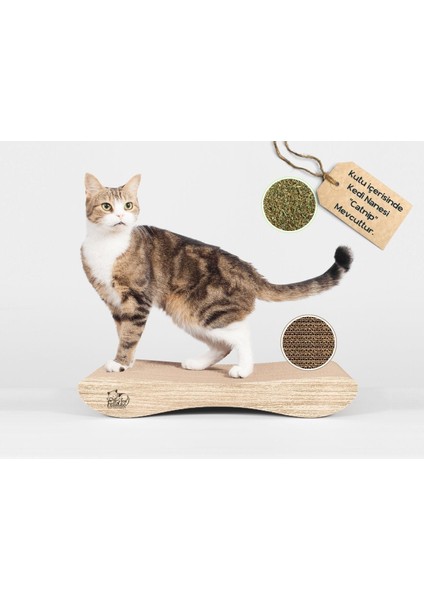 Oluklu Mukavva Karton, Kedi Tırmalama Kanepesi - Small (50x10x24cm) Kedi Tırmalama Kartonu, Kedi Tırmalama Direği, Kedi Tırmalama Tahtası, Kedi Tırmalama Lounge